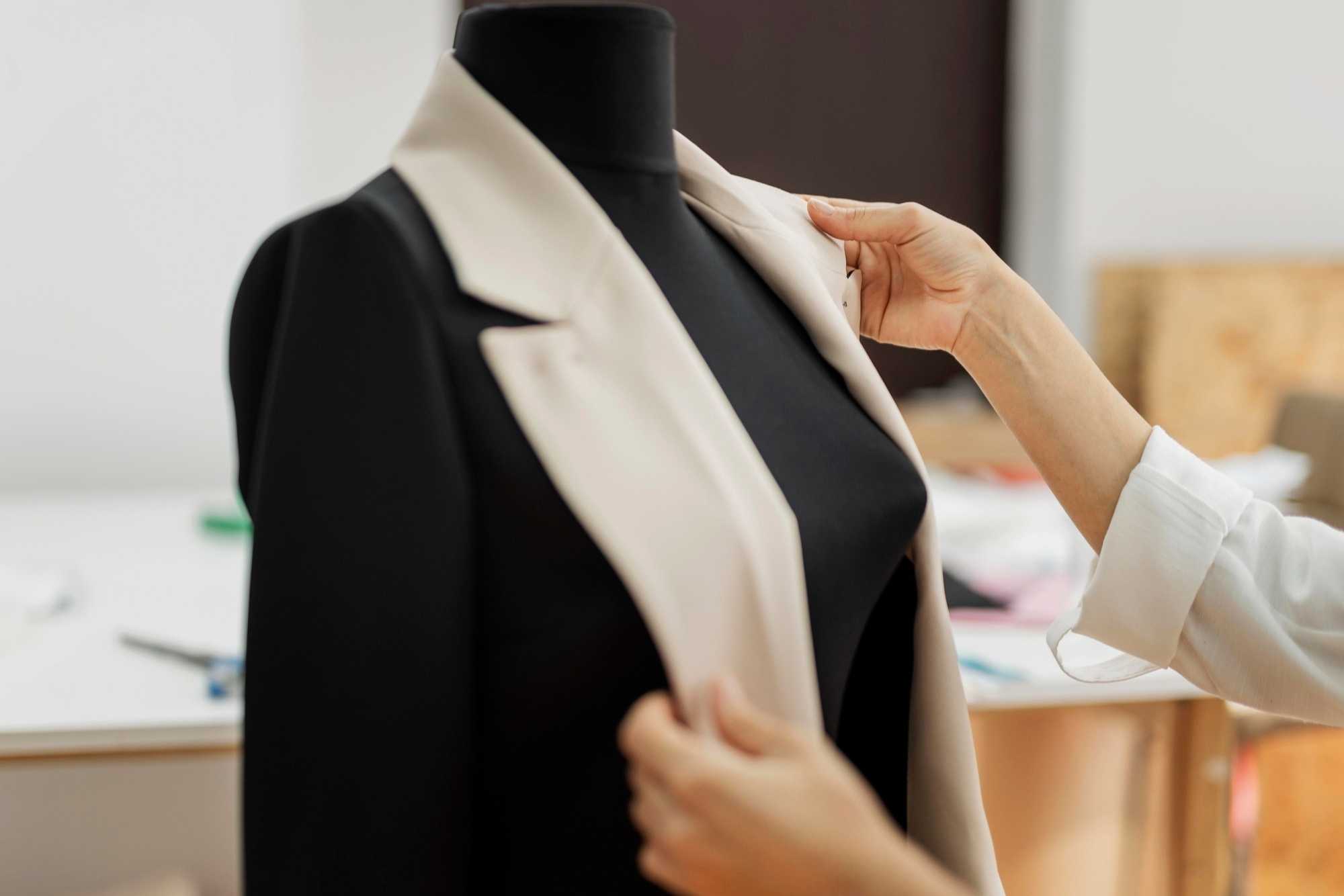 woman holding lapels of blazer