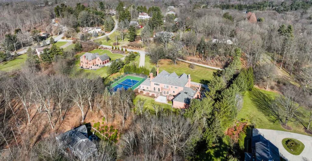 Aerial view of a large estate