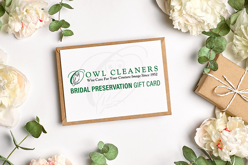 owl cleaners bridal preservation card